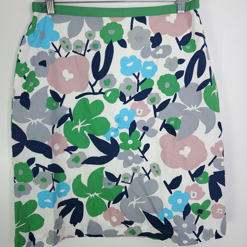 Boden Floral Pencil Skirt — White, Green, Navy, Pink, Gray